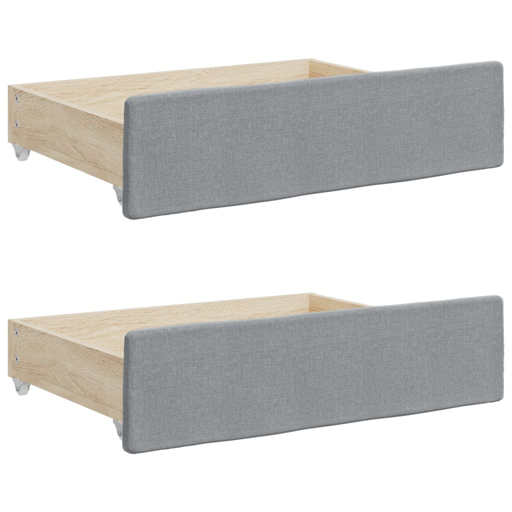 Pull Out Daybed with Drawers Light Grey 90 X 190 Cm Fabric