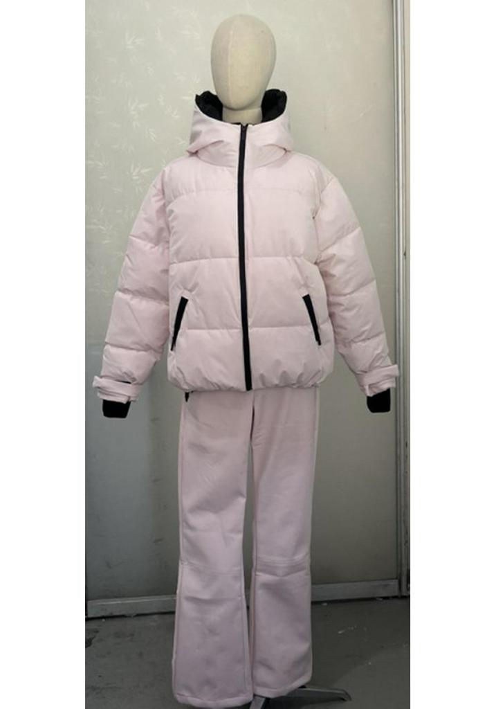 Tuta da Sci alla Moda con Cappuccio da Donna - Calda Giacca con Zip e Set di Pantaloni Lunghi