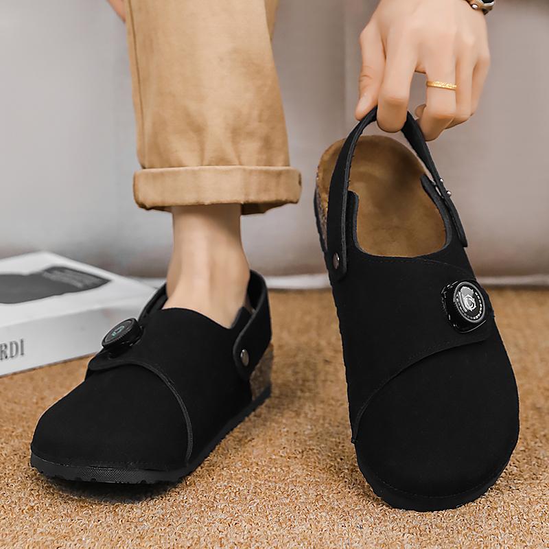 Fashion Breathable Soft Sole Slip-On Beach Shoes for Summer Lightweight Walking Sandals Non-Slip Flats 2025 New Men's PU Leather Sandals