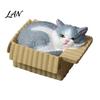 Waterproof Cat Statue Mini Ornaments, Simulation Express Carton with Resin Kitten Figurines, Cute Healing Desk Accessory Desktop Car Dashboard Decor,