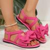 Fashion Women's Flat Sandals 2025 New Summer Beach Sandals Outdoor Lightweight Walking Flat Sandals for Women Bow Elastic Casual Sandal