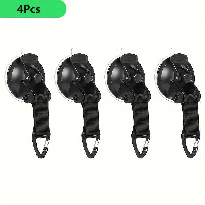 4pcs Heavy Duty Suction Cup Hooks for Outdoor Camping, Car Tent, Awning, and Boat - Portable PVC Tie Down Hooks with Secure Latch Mechanism