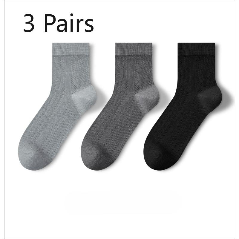 3 Paar Herren Business Casual Sommer Leichte Netz-Kniestrümpfe Atmungsaktiv Schweißableitend Nahtlos