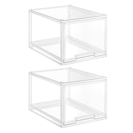 

1/2 шт., складной ящик для хранения, органайзер, большая емкость, гладкий край, прозрачный дизайн, простая сборка, ящик для шкафа, органайзер для косметики 2pcs прозрачный