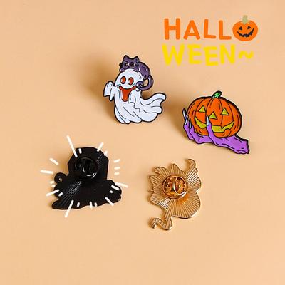 Cartoon Halloween Ghost Pumpkin Cat Metal Hairpin Badges For Women Girls Kawaii Pins Backpack Decoration Accessories Gifts