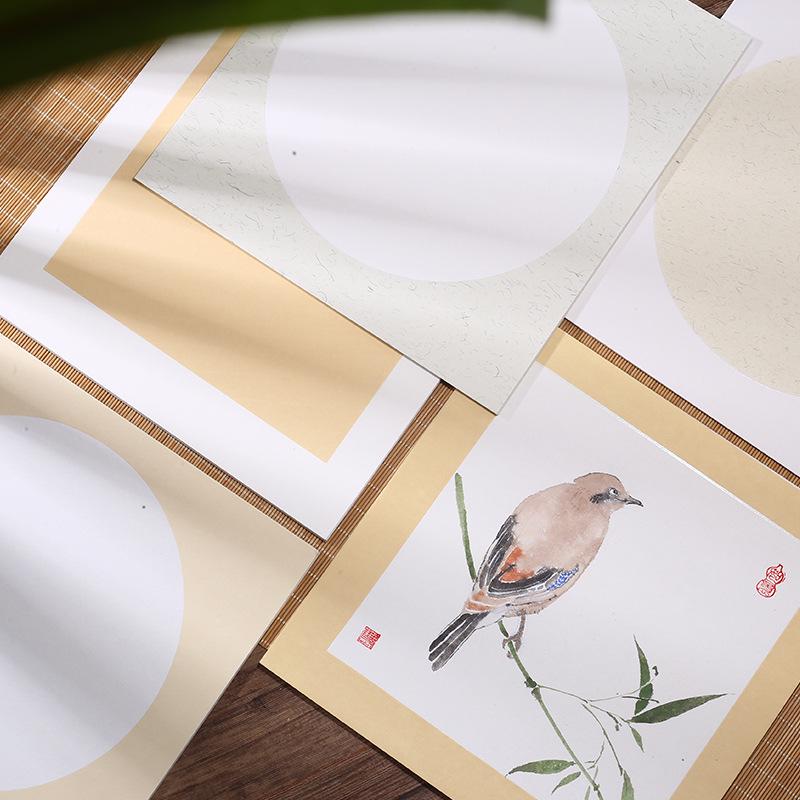 Xuan Paper Cardstock for Calligraphy & Chinese Painting - Semi-Sized Round Blank Fan Surface