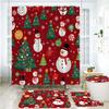 Weihnachtsgeschenke Badezimmer Duschvorhang Teppich Set Weihnachtsmann Schneemann Frohes Neues Jahr Polyester Duschvorhänge Badezimmer Dekor