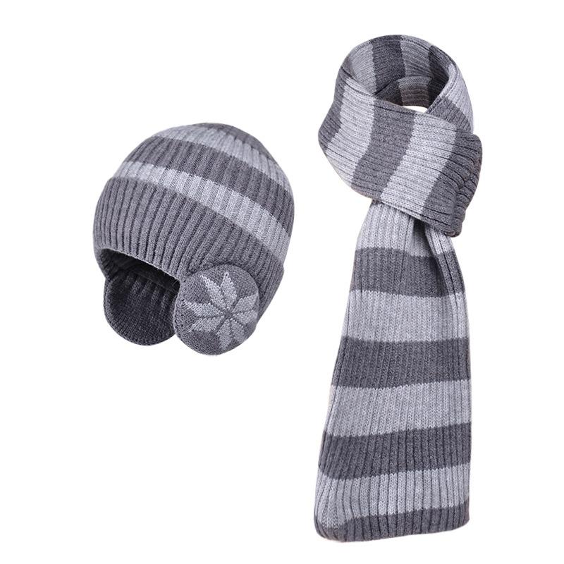 New winter hat, scarf set, men's and women's outdoor windproof ear protectors, pullover hat, fleece warm knitted wool hat