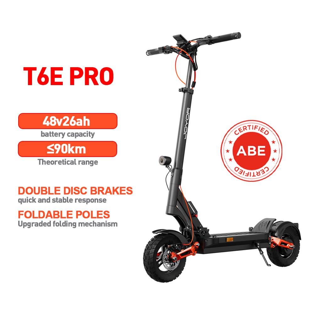Joyor T6E Pro Electric Scooter with ABE Certification, 500W Motor, 48V 26Ah Battery, 10 inch Tires, 20km/h Max Speed, 90km Range