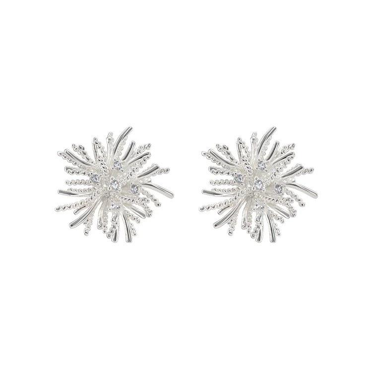 925 Silver Vintage Square Earrings For Women Trendy Firework Earring Jewelry Prevent Allergy Party Accessories Gift