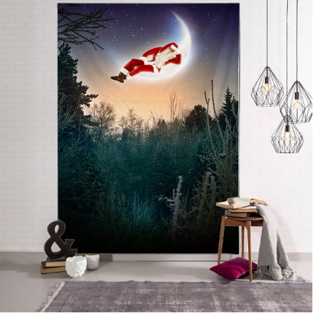 Christmas Snow Scene Tapestry Wall Hanging Art Cartoon Illustration Bohemian Style Bed Curtain Dormitory Home Decor