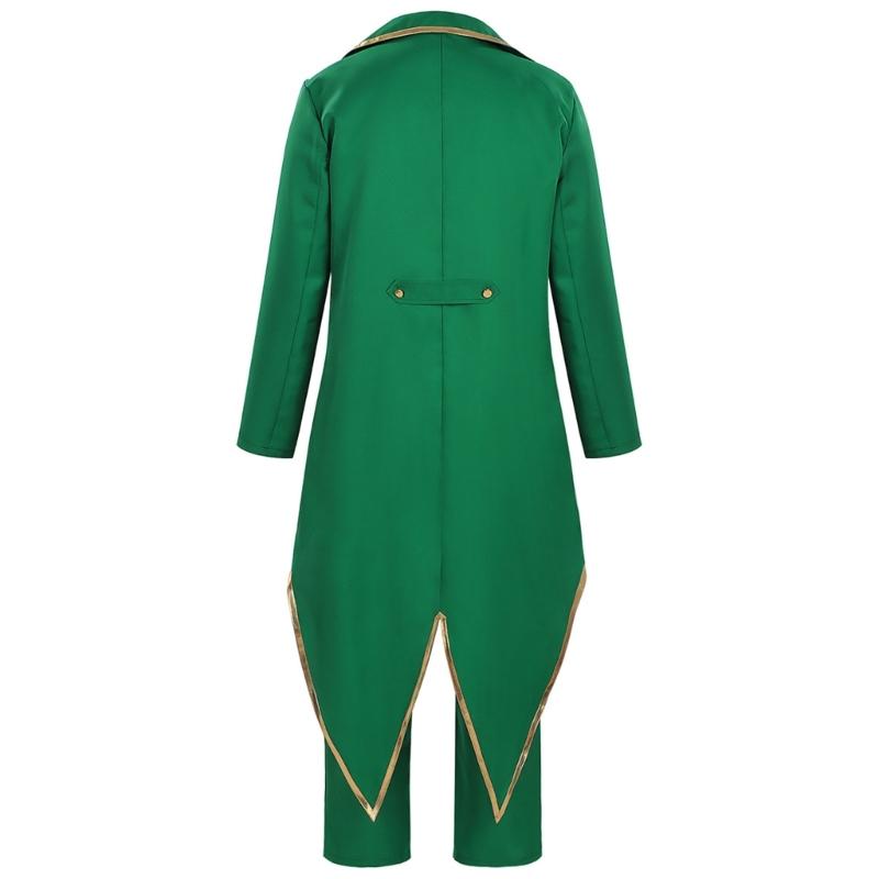 St. Patrick Costume Leprechaun Hat Tuxedo Jacket Tie Pants Stockings St Patrick's Day Outfits Cosplay Halloween Costume