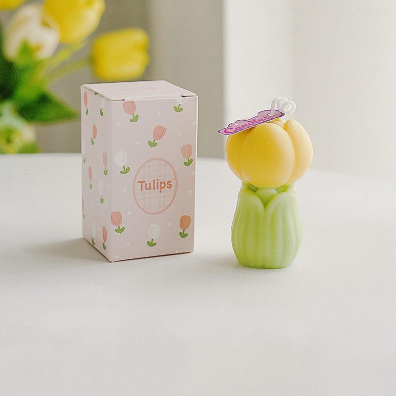 1 ks Luxusní svíčka ze sójového vosku ke Dni učitelů DIY sada DIY vonná svíčka Realistická květinová dekorace Bez kouře Vonná svíčka 7,7x4,5cm