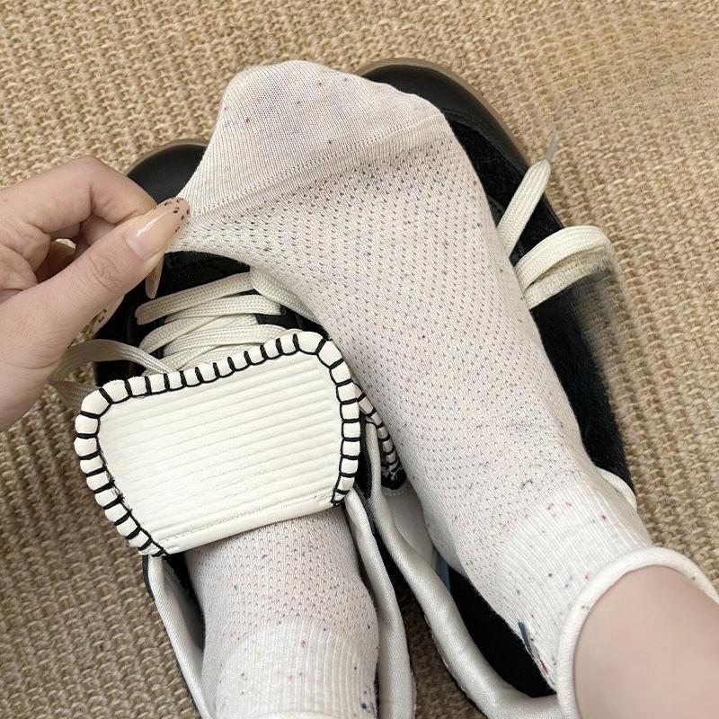 Rolled-up Socks, Women's Cotton Socks, Summer Thin Mid-calf Socks, Sweat-absorbing and Odor-proof, Bow, Versatile, Student Pile Socks