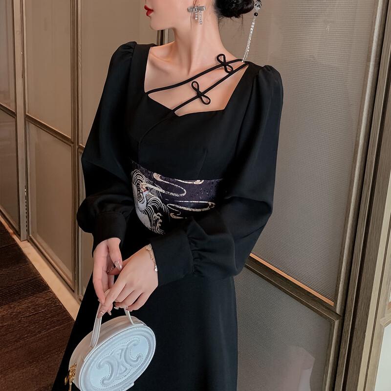 JK&JS New Chinese Style Square Collar A-line Dress