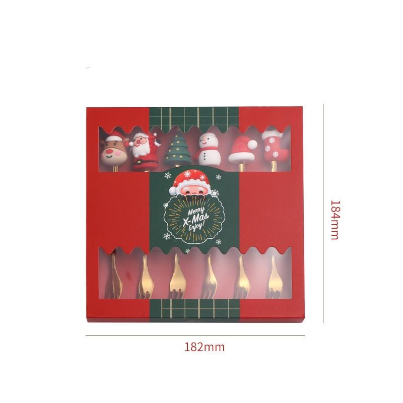 4/6ks Vánoční sada vidliček a lžic Nerezová ocel Kreativní stolní nádobí Dárková sada