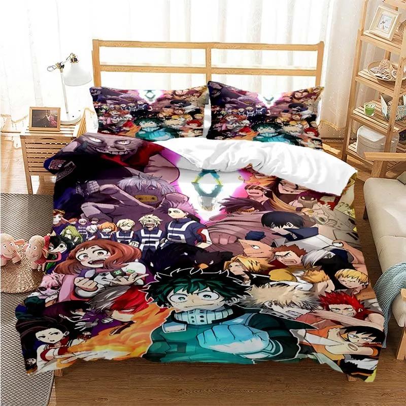 New Anime My Hero Academia Printed Bedding Set Duvet Covers Pillowcases Comforter Bedding Sets Bedclothes Bed Linen Home Textile