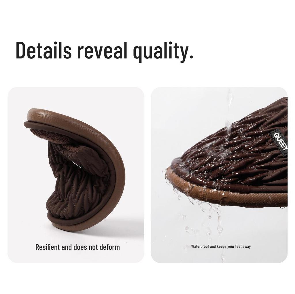 Waterproof Men's & Women's Cotton Slippers - Non-slip, Thick Sole, Antibacterial, Deodorant, Warm, & Closed-Toe for Autumn/Winter 2025.
