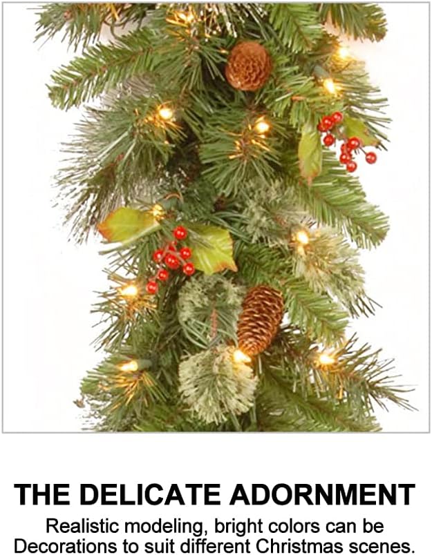 

2.7m Rattan Christmas Wreath With 50 LED Lights Artificial Christmas Tree Garland Decorations Fireplace Stairs Wall Door Decor