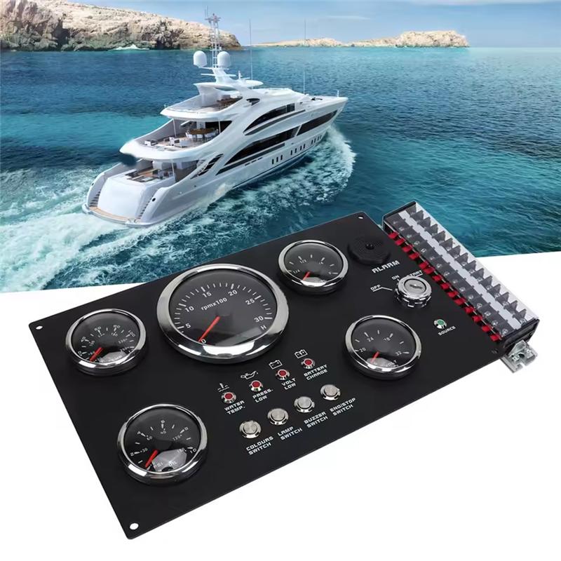 A25F-7 Color Backlight Digital Gauge Cluster Panel Display 24V RPM Fuel Level Oil Pressure Water Temp Voltage For RV Boat