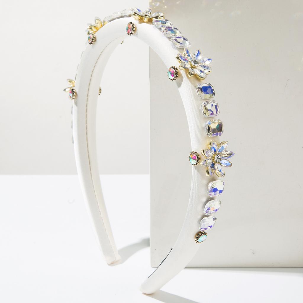 Luxury Pastel Colorful Hairband Sparkling Square Crystal Flower Hair Accessory Sweet Elegant Prom Birthday Party Headwear
