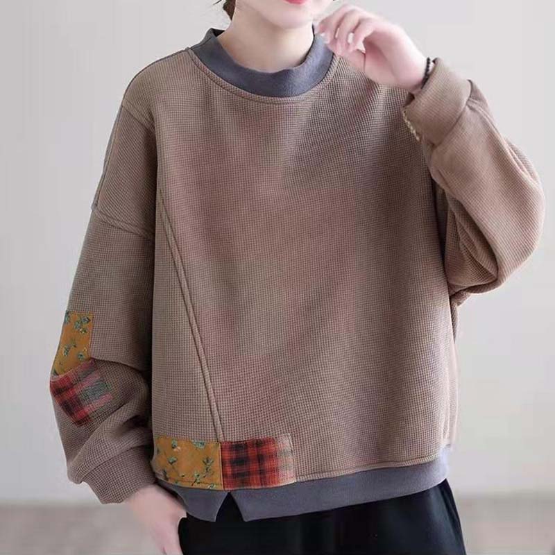 

Світшот для жінок Осінь Зима Потовщений Теплий Еластичний Довгий рукав Оверсайз Топи XXL