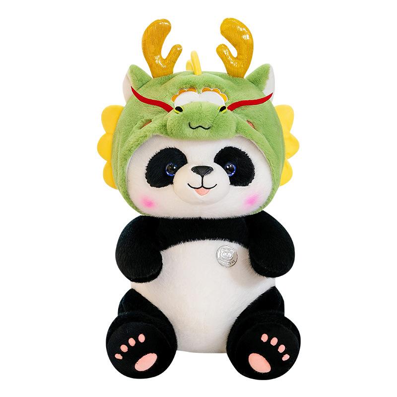 Creative Panda Dragon Dragon Plush Toy Claw Machine Doll Dragon Hat Panda Zoo Dragon Year Mascot