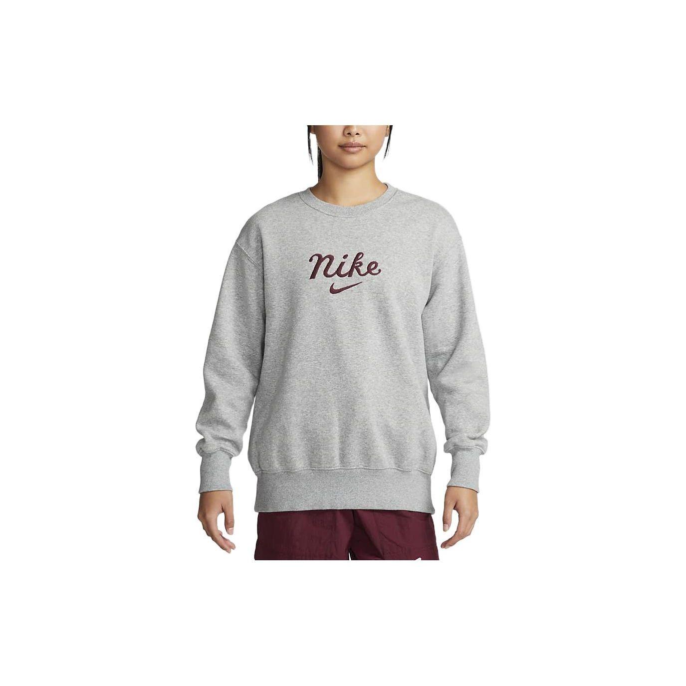 Nike FW22 Logo Embroidered Round Neck Long Sleeve Sweatshirt Women sweatshirt Dark-Gray DZ4626-063 XS