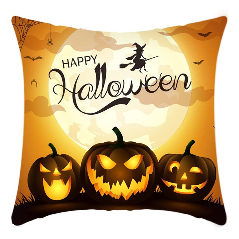 New Halloween Pumpkin Night Silhouette Print Pillow Home Sofa Cushion Cover