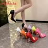 Fashion Aphixta 2024 Super High 12cm Corlorful Stiletto Heels Pumps Women Shoes Fashion Pointed Toe Florescence Patent Leather Office