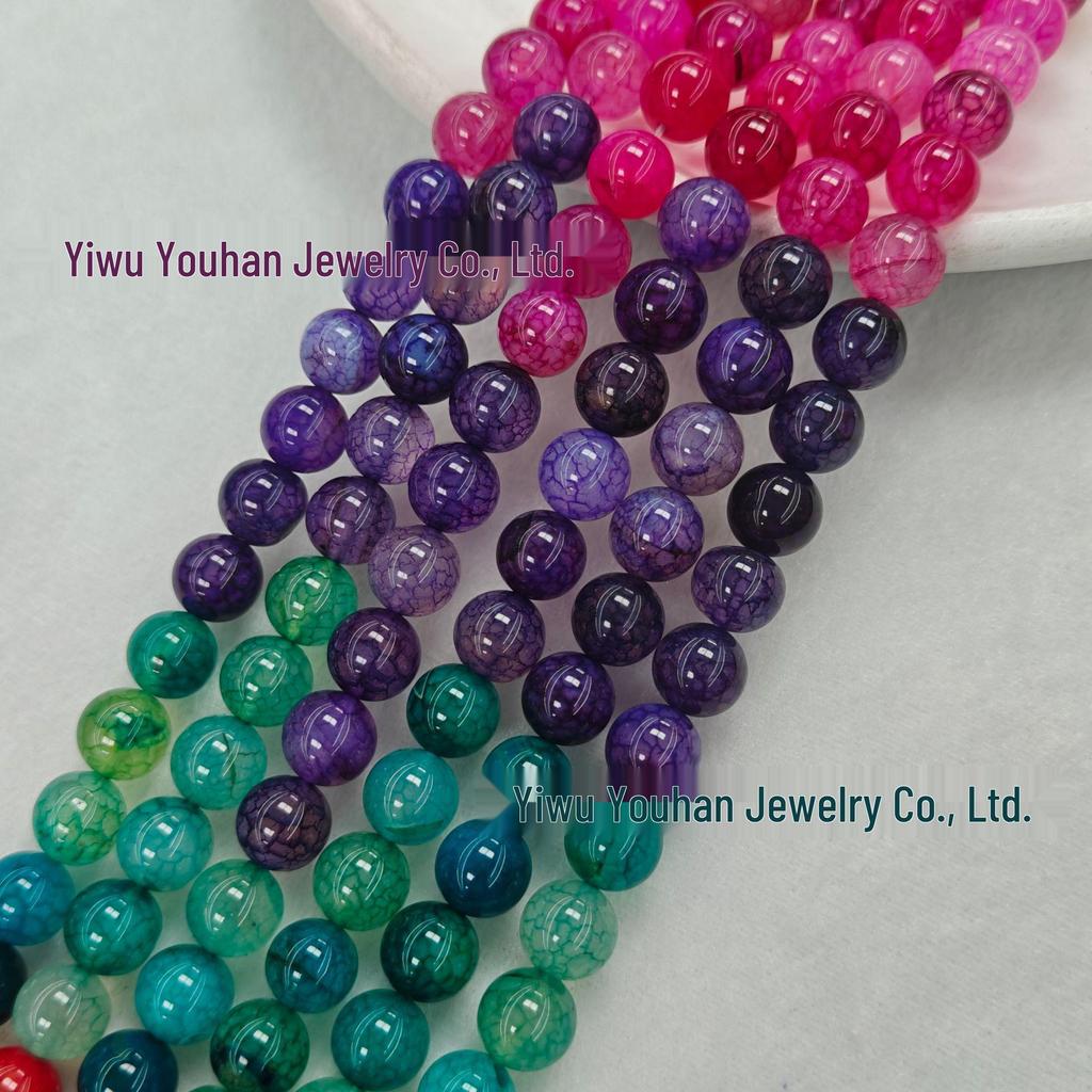 Natural White Stone Enhanced 6-10mm Round Beads String for Three-Color Alxa Bracelet Necklace Accessories