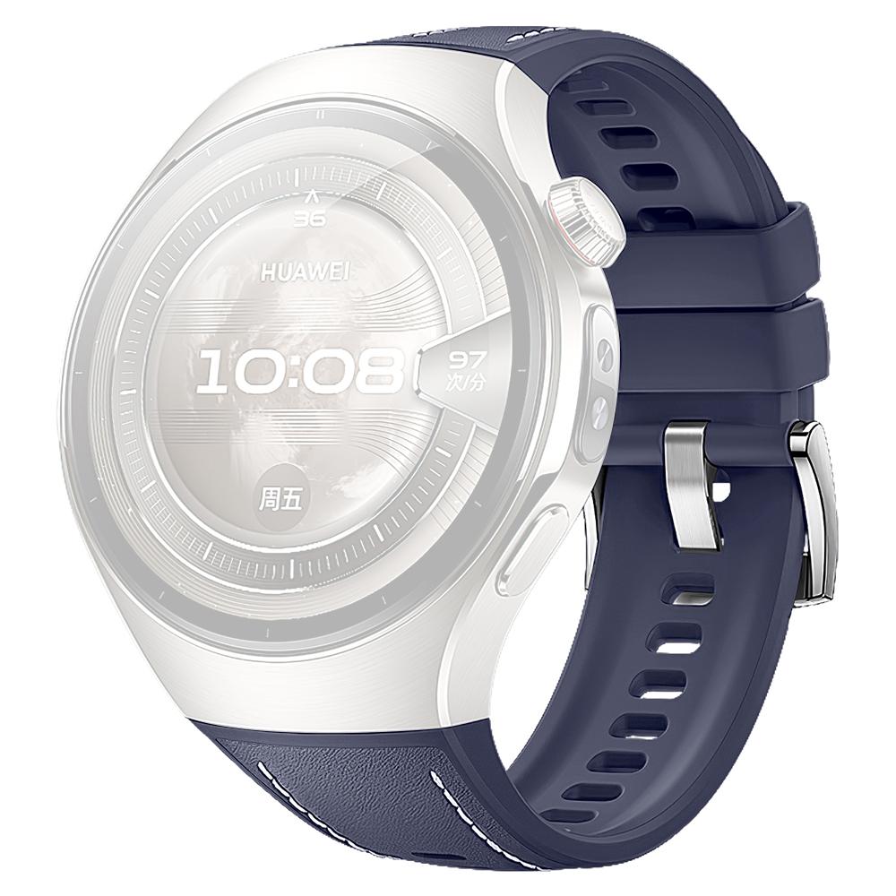 

Для Huawei Watch 5 46 мм Ремешок для часов Натуральная коровья кожа Силиконовый ремешок на запястье Blue