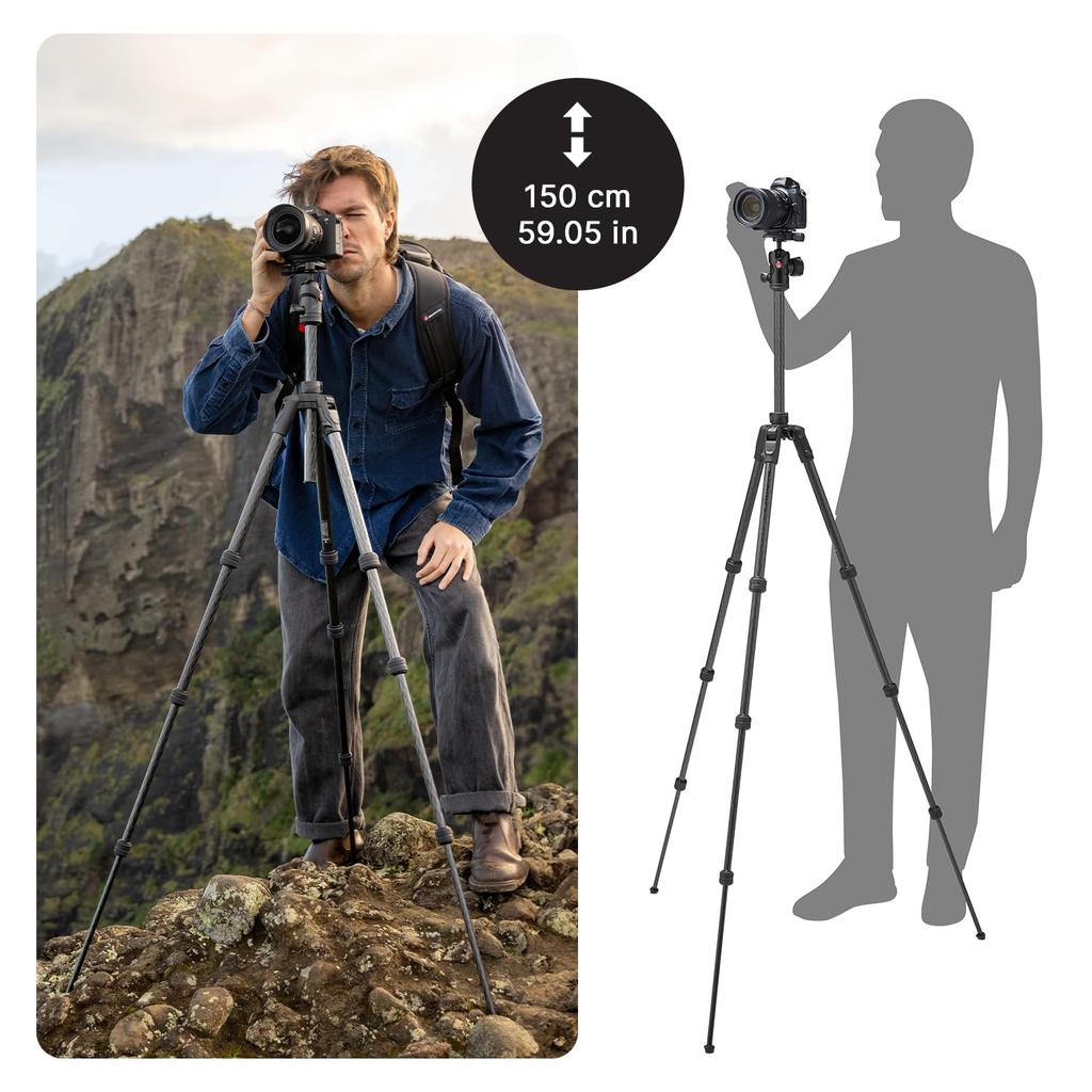 Manfrotto Befree Advanced AS Camera Travel Tripod Kit with Twist Portable and Compact Ball Carbon Fiber DSLR Mirrorless Camera Accessories Lock,