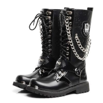 Stivali Invernali Lunghi da Uomo in Cotone alla Moda, Nuove Scarpe Firmate da Uomo Stivali da Motociclista, Stivali in Pelle Rialzanti Interni Botas Para Hombre