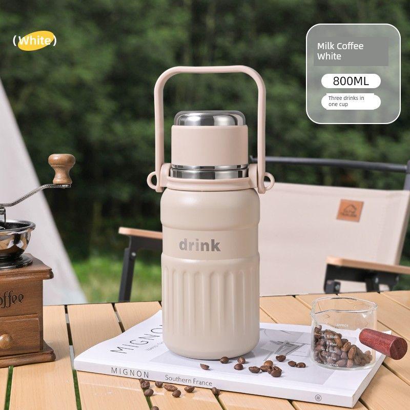 Huquan Outdoor Large Capacity Vacuum Cup 316 Stainless Steel Straw Cup for Male and Female Students Portable Travel Cup Good-looking