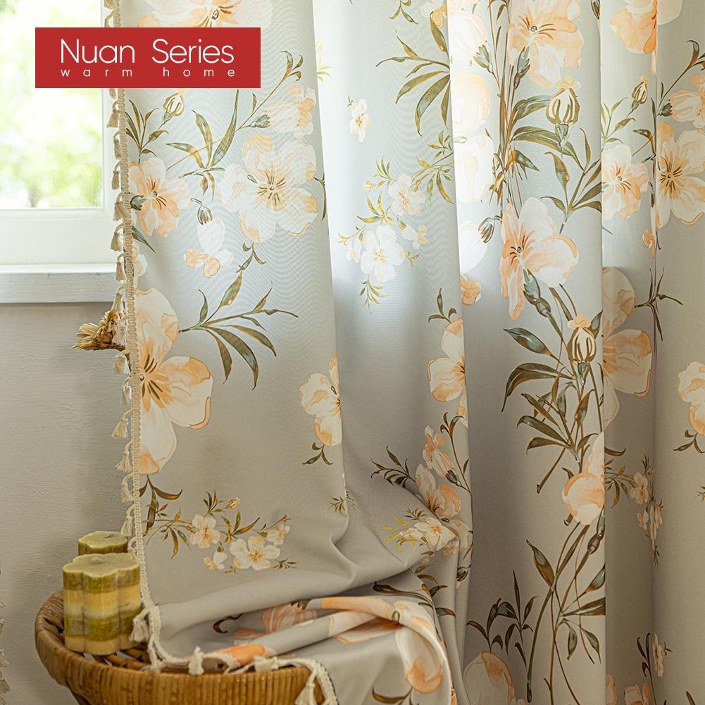 1 BUC Seria Nuan Stil Câmpie Franceză Perdele cu Imprimeu Floral și Margine cu Ciucuri Semi-Transparente pentru Dormitor Sufragerie Fereastră Decor Acasă