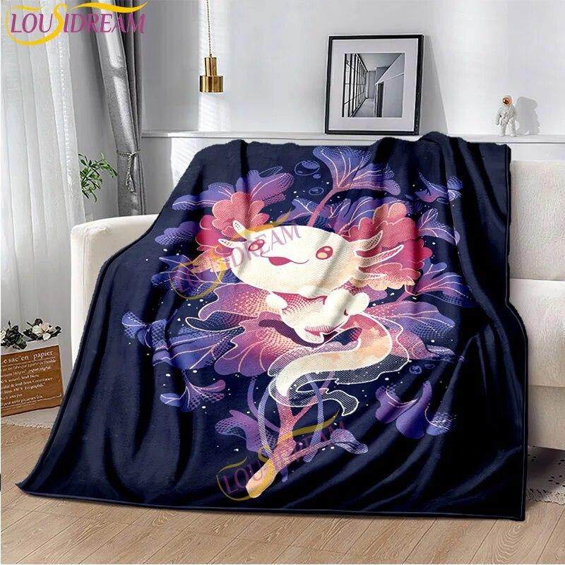 Animal de dibujos animados Ajolote suave felpa ropa de cama sala de estar sofá dormitorio cama mantas picnic impreso lindo Axolotl regalo manta