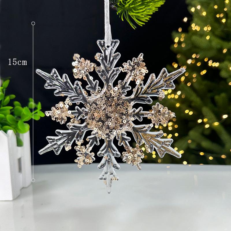 Christmas Decorations Sequined Acrylic Pendants Transparent Snowflake Pendants Christmas Tree Decorations Props