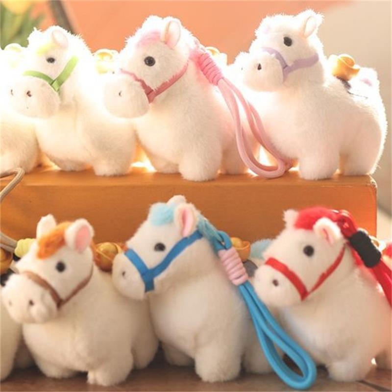 Cute Chinese Year Of The Horse Pony Plush Doll Mascot Stuffed Toy Keychain Pendant Lanyard Bag Hang Charm New Year Souvenir Gift