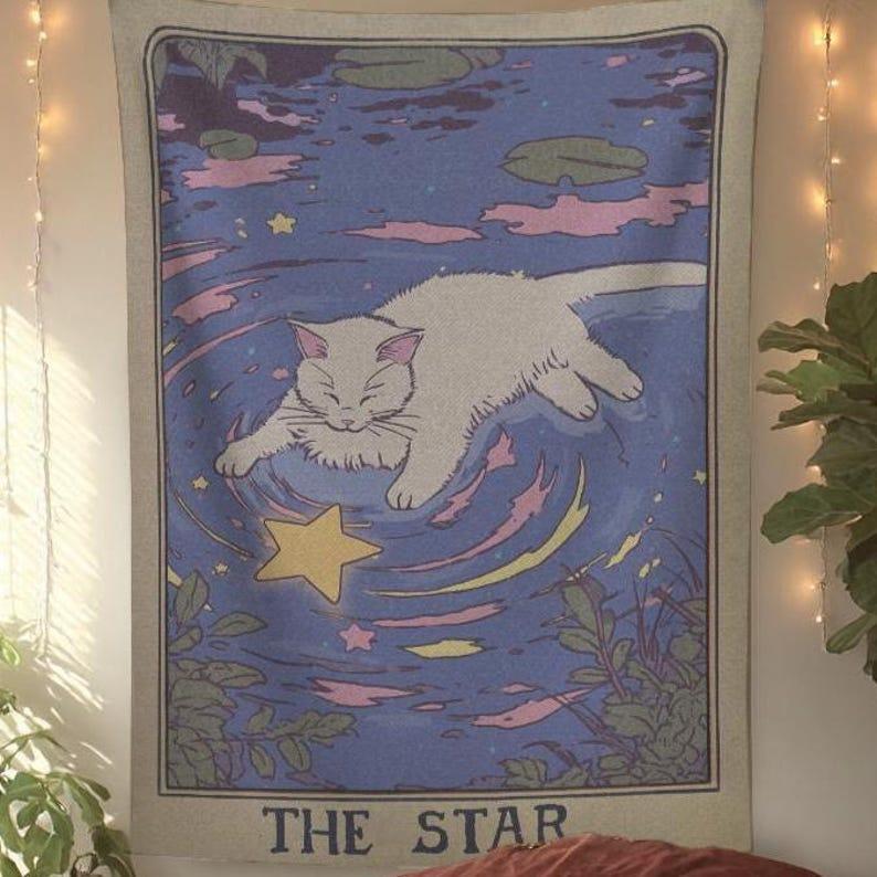 Star Tarot tapestry 75x100 чёрный