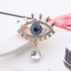 Hollow Out Luxury Badge Pin Crystal Pendant Rhinestone Eye Brooches Mini Banquet Clothes Pin  Gifts
