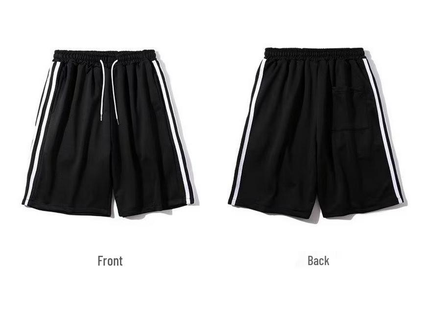 Herren Koreanische Gestreifte Lässige Sommer Kniebundhosen - Leicht, Locker Geschnitten, Basketball Sporthose