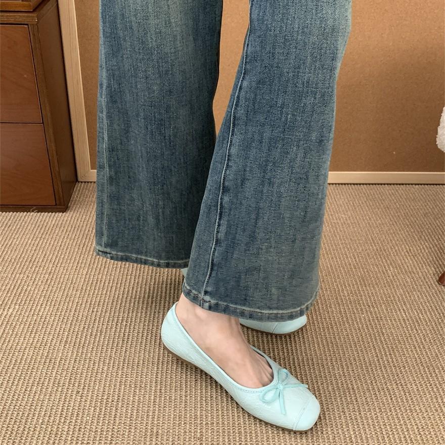 Shallow Single Shoes Women 2025 New Korean Version Bow Round Head Gentle Fairy Doudou Shoes Women Flat Bottom