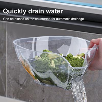 Kitchen Sink Corner Strainer Drain Basket Food Grade BPA Free Large Capacity Transparent