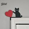 Cute Cat Door Corner Decor Wooden Cartoon Frame Pendant Black Unique Decoration Decoration Decorative Wall Sticker for Photo Frames And Cabinets