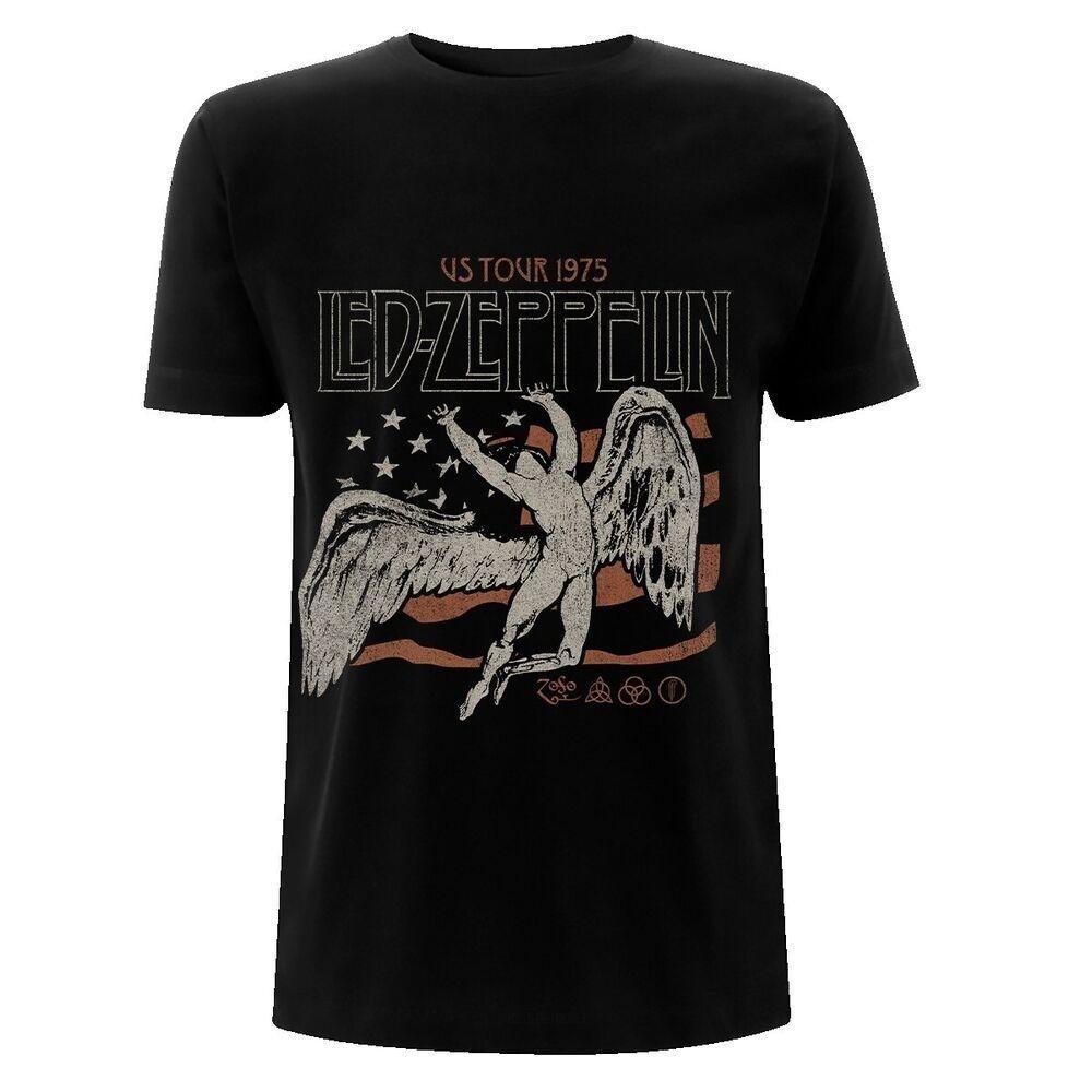 Футболка унисекс с флагом тура Led Zeppelin по США 1975 года S чёрный