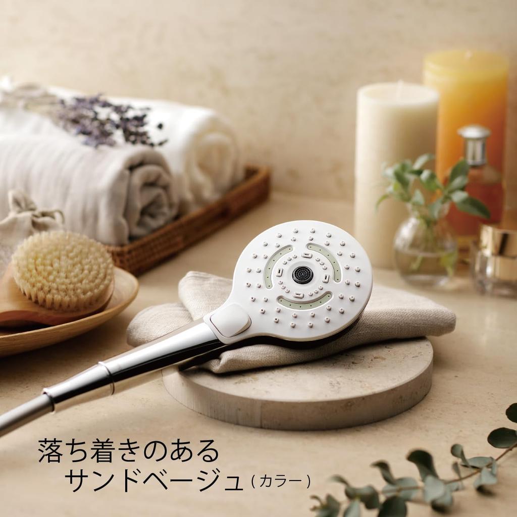 TOTO Shaula Shower Head, 3-Mode, Ultra Fine Bubble, Water-Saving, Natural Care Mist, Sand Beige, THYC96-2