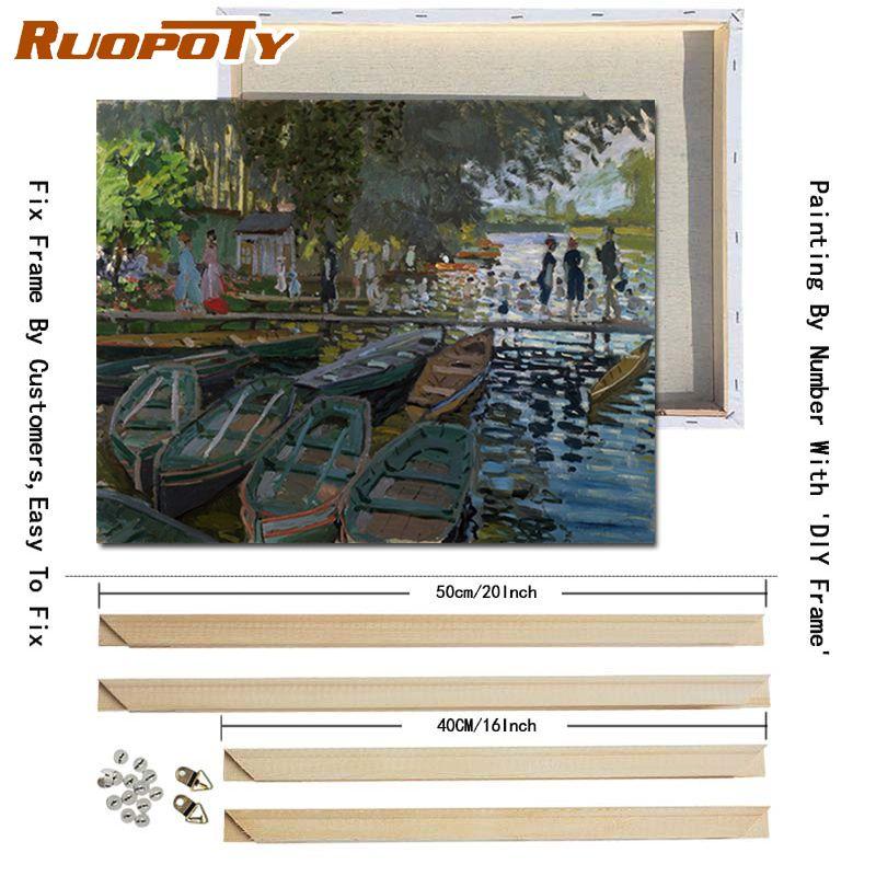 Ruopoty DIY Frame Night Scenery DIY Painting By Numbers Kits Modern Wall Art Picture Handpainted Oil Painting For Living Room Art