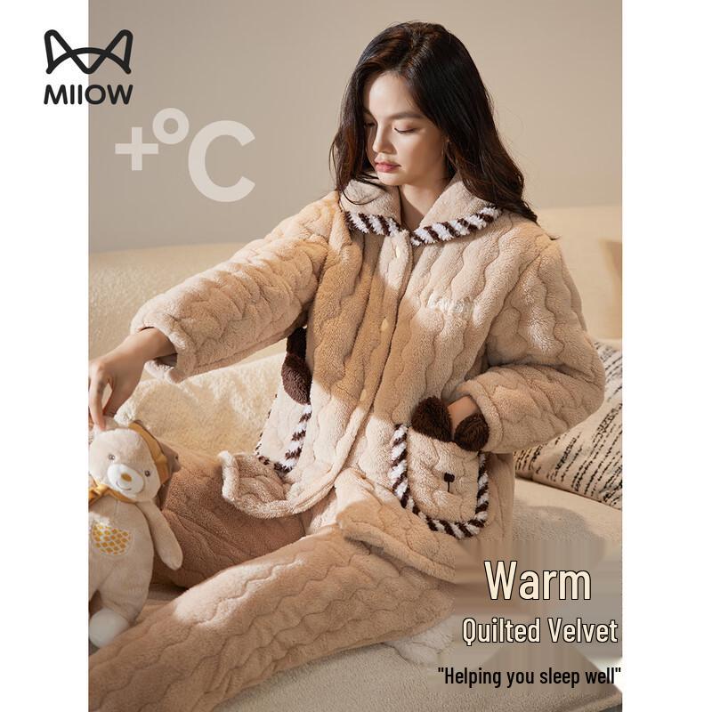 MaoRen Women's Plush Padded Two-Piece Lounge Set
