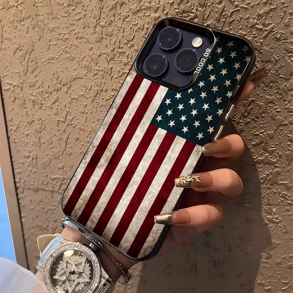 

USA Flag American Phone Case For iPhone 17,16,15,14,13,12,11,Pro,XS,Max,Plus,Mini,SE Black Candy Matte Shockproof Cover iPhone17Promax